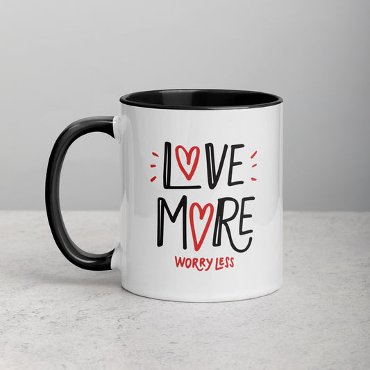 Taza de Café Frase "Love More Worry Less"