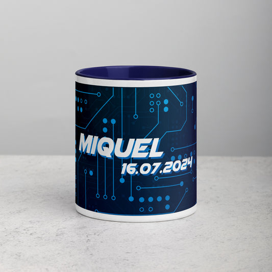 Taza Azul Oscuro Personalizable con Nombre y Fecha