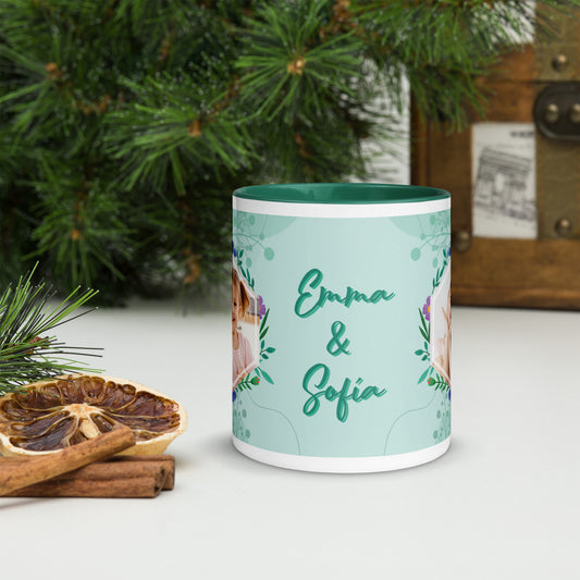 Taza Verde Personalizable con 2 Fotos y 1 Texto